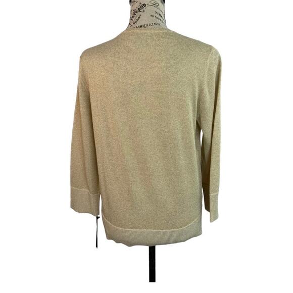 Nue Options Women's Medium Sweater Button Down Gold Sequins Long Sleeve NEW - Picture 9 of 14